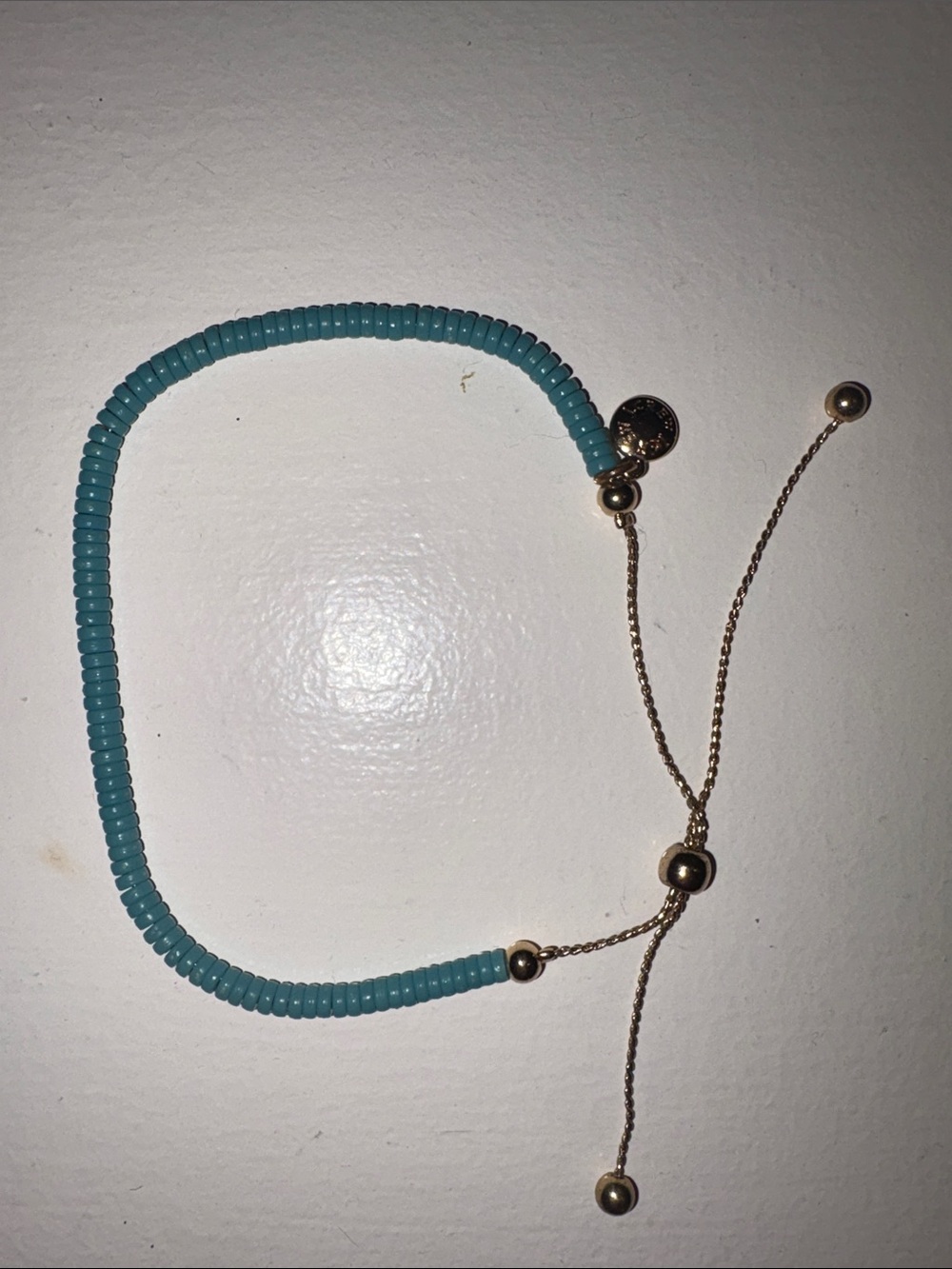 J Crew Gold and Turquoise Beaded Adjustable Bracelet